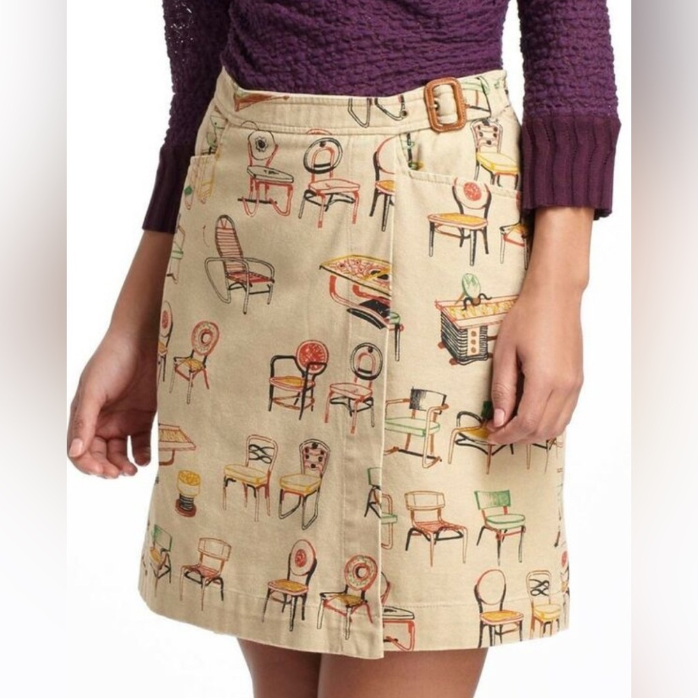 Anthropologie Chairs Canvas Wrap Skirt by Postmark Size 8